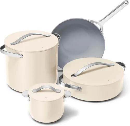 Caraway Cookware+ Collection - Juego de Utensilios de Cocina Especializados - Olla Pequeña, Sartén para Saltear, Rondeau y Olla de Caldo - 3 Tapas y