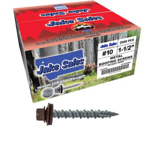 Miniatura 21 de 10 tornillos para techos de metal gris ABC de 1-1/2 pulgadas, cabezal de arandela hexagonal, arranque automático/roscado, arandela EPDM. 1 bolsa