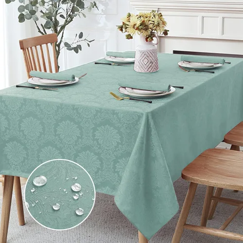Miniatura 23 de Romanstile Mantel rectangular de jacquard de primavera, impermeable, diseño floral de damasco, manteles decorativos de tela pesada para cenas
