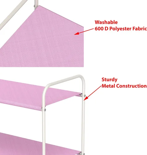 Miniatura 6 de Simple Houseware - Armario de almacenamiento de 3 niveles con 2 cajones, rosa