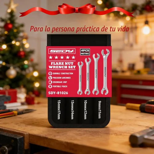 Miniatura 7 de SEDY Juego de 4 llaves para tuercas acampanadas, llave de extremo offset métrica 9 10 11 12 13 14 15 17mm, bolsa de almacenamiento de acero CR-V