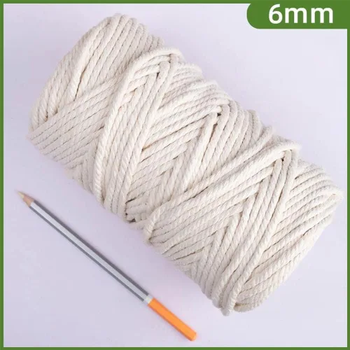 Miniatura 3 de Cuerda de algodón de macramé de 0.236 in x 164 pies para manualidades, joyería, decoración del hogar, envoltura de regalos