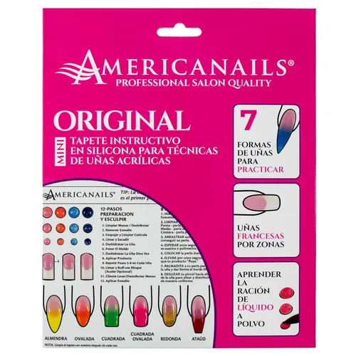 Miniatura 8 de Americanails Mini - Alfombra de acrílico de entrenamiento para uñas, hoja de silicona para principiantes, aplique uñas acrílicas con plantilla