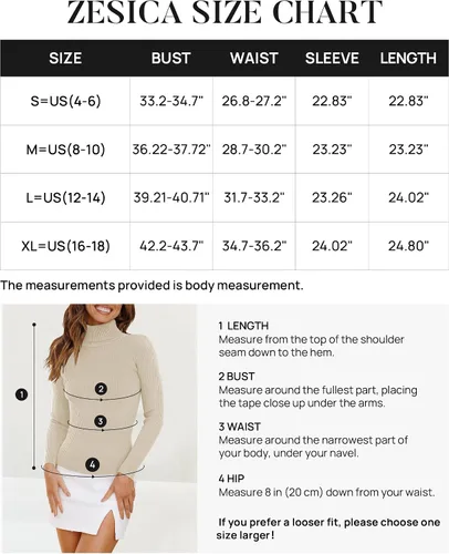 Miniatura 6 de ZESICA Camisas de manga larga de cuello alto para mujer, camisetas básicas de otoño, suéter de punto acanalado ajustado