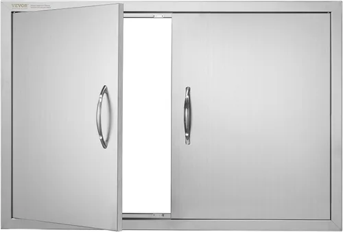 Miniatura 11 de VEVOR Puerta de acceso para barbacoa, 36 pulgadas de ancho x 21 pulgadas de alto, puerta de cocina doble para exteriores, puerta de acero inoxidable