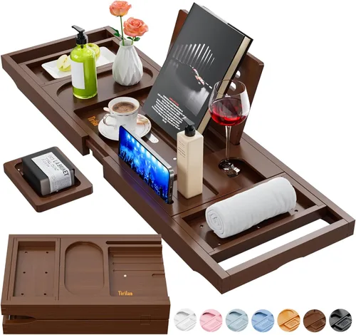 Miniatura 15 de Lux - Bandeja expandible para bañera con 3 bombas de baño, cuidado personal y relajación, regalos de cumpleaños para mujeres y hombres, idea