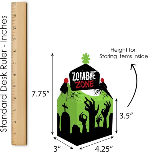 Miniatura 6 de Big Dot of Happiness Zombie Zone - Caja de golosinas para fiestas – Halloween o cumpleaños Zombie Crawl Party Goodie Gable Boxes – Juego de 12