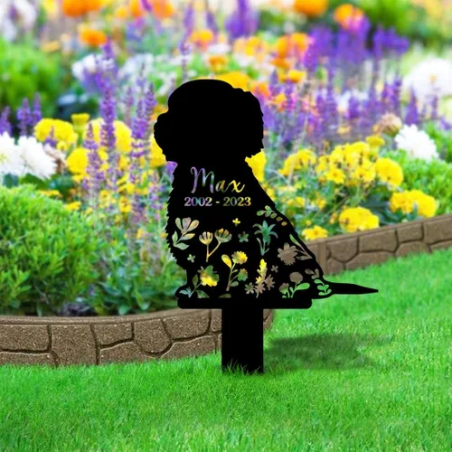 Estaca de jardín para perro Shih Tzu personalizada con corazón, recuerdo de mascotas, corazón infinito, regalo para los amantes de los perros Shih