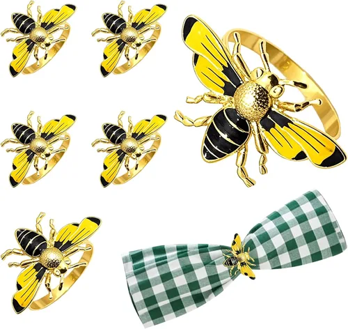 Miniatura 13 de Juego de 8 servilleteros de girasol, juego de 8 servilleteros de abejas y flores, para fiesta de primavera, jardín, boda, baby shower, comedor