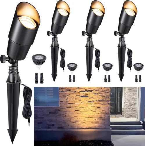 Miniatura 37 de Gardenreet Foco LED para exteriores, latón fundido a presión de 12 V con iluminación hacia arriba, impermeable, luces de paisaje de bajo voltaje
