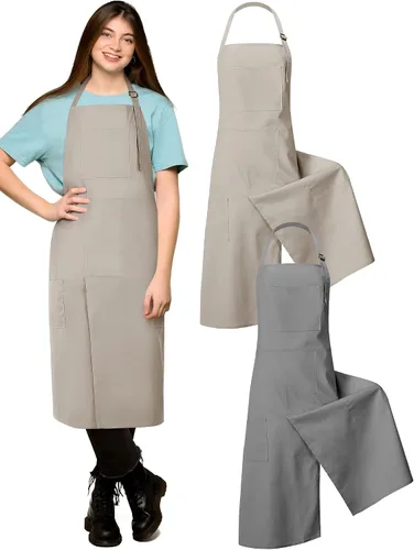 Miniatura 8 de 2 delantales de cerámica ajustables con pierna dividida, delantal de cerámica con 3 bolsillos, para mujeres y hombres, rueda de cerámica para beige