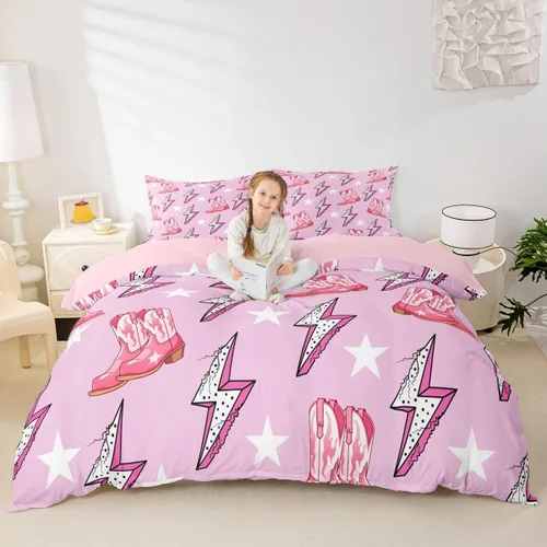 Miniatura 17 de Juego de funda de edredón con lazo de dibujos animados para niños, tamaño individual, juego de ropa de cama de mariquita, escarabajo, insecto