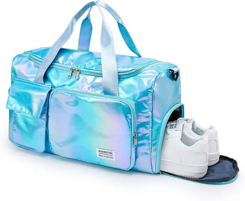 Miniatura 77 de Pequeña bolsa de gimnasio para mujer, bolsa de viaje con compartimento para zapatos