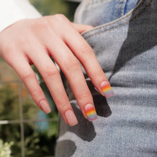 Miniatura 10 de DANNI & TONI Tiras de uñas de gel semicuradas, color rosa champán, ojos de gato, 28 calcomanías de regalo para mujer Aqua Ripple