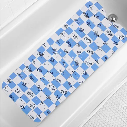 Miniatura 13 de Tapete de baño turquesa antideslizante de 40 x 16 pulgadas, extra largo, antideslizante, para bañera, tapete moderno de arte abstracto, tapete