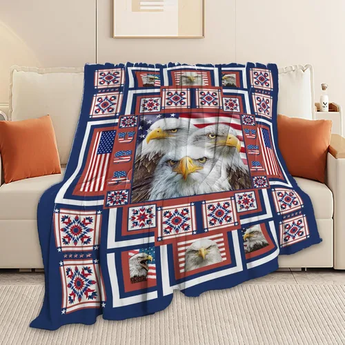 Miniatura 6 de Manta de águila con la bandera estadounidense y águila calva, regalos para niños, niñas, niños, adultos, mujeres y hombres, suave, acogedora, cálida