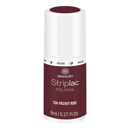 alessandro Striplac - Esmalte de uñas para despegar o remojar - 126 terciopelo rojo para mujer - 0.27 onzas