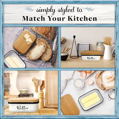 Miniatura 5 de Home Acre Designs - Mantequillera con tapa para decoración de hogar estilo granja, colección de cocina