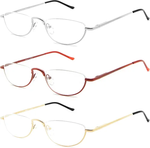 Miniatura 10 de Lentes de lectura de medio marco, lectores de luna de medio metal para mujeres y hombres, 4 pares 1.25