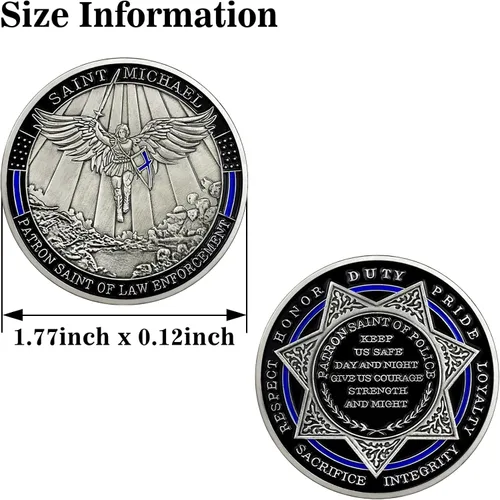 Miniatura 4 de BHealthLife San Miguel Policía Oración Desafío Moneda Aplicación de la Ley Delgada Línea Azul Monedas Conmemorativas Regalo