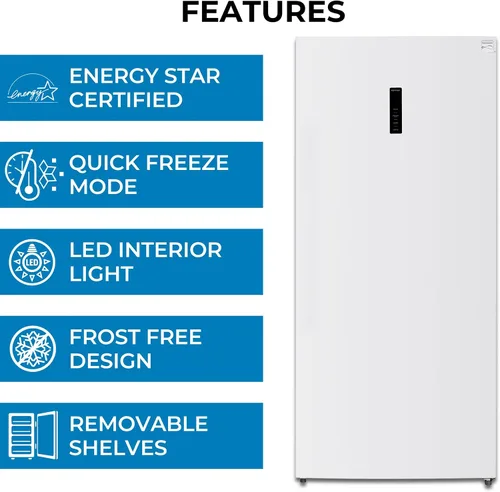 Miniatura 5 de Kenmore - Refrigerador/congelador vertical, convertible, 4 estantes, listo para garaje, almacenamiento de carne, descongelación automática