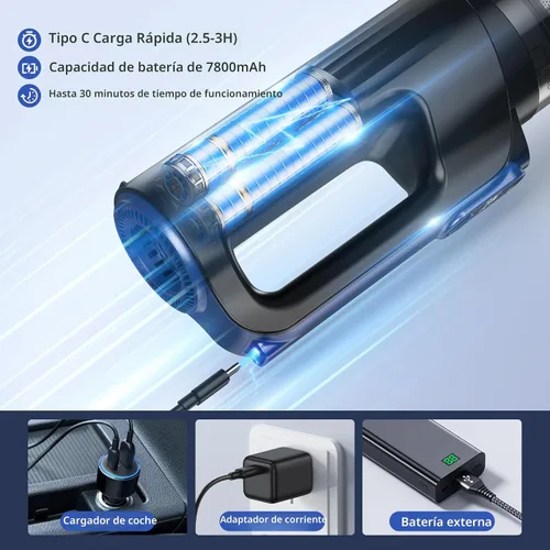 Miniatura 8 de MONOZEL Aspiradora de Coche Portátil Inalámbrica, 18000Pa 2 en 1 Aspiradora y Soplador de Aire, Motor sin Escobillas de 130W Aspiradora de Mano