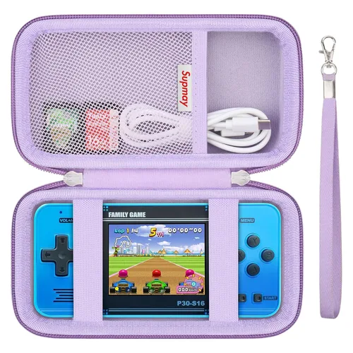 Miniatura 11 de Supmay Funda de transporte compatible con WELLST·G Consola de juegos portátil para niños - 220 videojuegos retro precargados, funda de Cubo azul