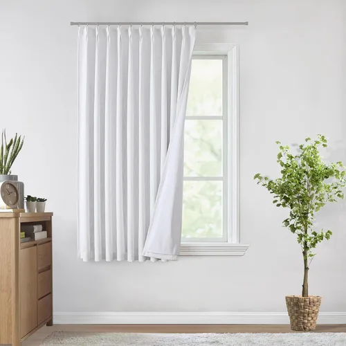 Miniatura 54 de Vision Home Cortinas marrones con pliegues pinzados de bloqueo total, cortinas de ventana de lino mezclado para oscurecimiento de la habitación, 95