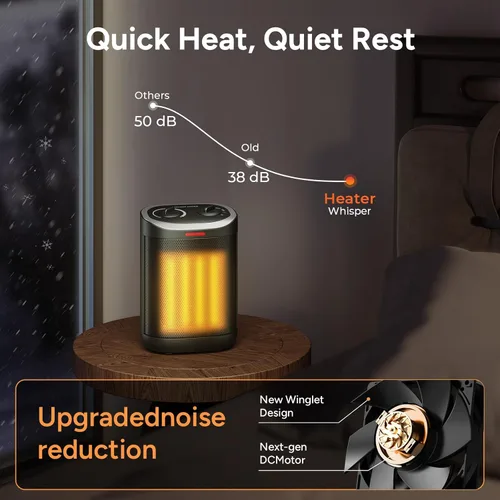 Miniatura 4 de Calentador de espacio para uso en interiores, calentador de cerámica PTC de 1500 W con termostato, calentador de espacio pequeño 2S, calentamiento