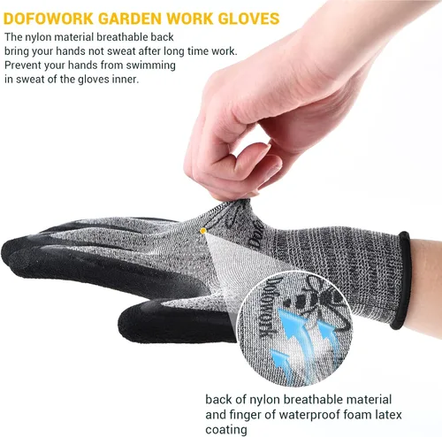 Miniatura 3 de DOFOWORK Gardening Gloves - 6 Pair Gardening Gloves for Women/Men, Breathable Natural Latex Garden Gloves with Grip