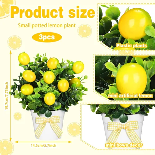 Miniatura 2 de Jexine Juego de 3 bandejas escalonadas de frutas de verano para decoración de plantas artificiales, casa de campo, decoración del hogar, mini