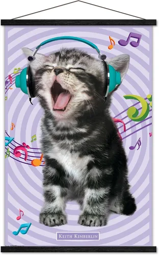 Miniatura 7 de Trends International Keith Kimberlin - Gato - Póster de pared cantando, 14.725 x 22.375 pulgadas, versión con marco de madera tipo granero