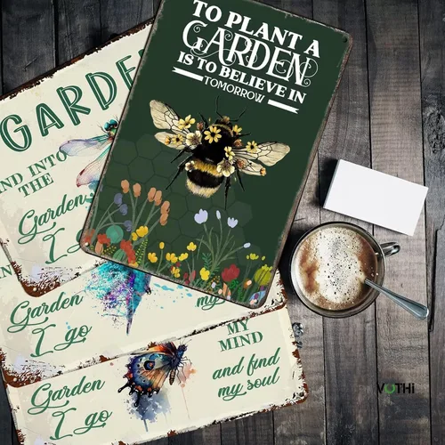 Miniatura 6 de Lindos letreros para plantar un jardín es creer en las abejas; decoración de jardín de abejas para exteriores; letreros de patio y decoración al