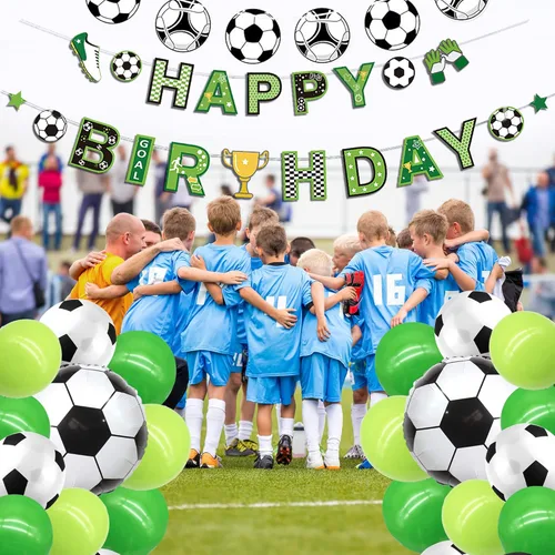 Miniatura 4 de Decoraciones de fiesta de cumpleaños de fútbol, globos de fútbol para hombres y niños, fiesta de cumpleaños deportiva, fiesta temática de fútbol