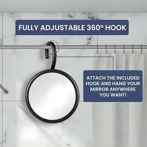 Miniatura 4 de MIRRORVANA Espejo de afeitado redondo sin niebla colgante con gancho giratorio de 360° para colgar y rociar antivaho adicional, superficie antivaho