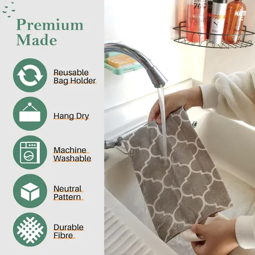 Miniatura 4 de Soporte para Bolsas de Plástico, Soporte para Bolsas de Supermercado Lavable para Bolsas de Plástico, Dispensador de Almacenamiento de Bolsas