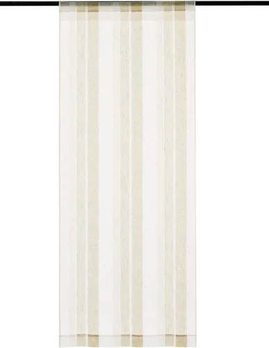 Miniatura 7 de Central Park Cortinas Transparentes de Rayas Beige y Blancas Estilo Granja de Lino Bouclé, Pares de Paneles de Cortina de Ventana Tejidos con Hilo