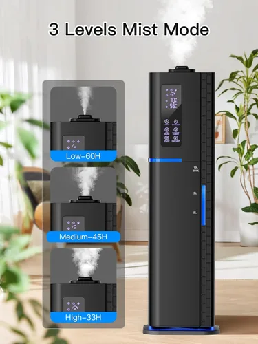Miniatura 3 de Humidificador de 10L/2.64Gal, Humidificador Ultrasónico de Niebla Fría y Silencioso de Llenado Superior para Dormitorio, Cubre 550 pies², Tiempo