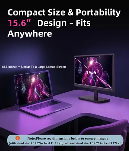 Miniatura 2 de Feihe Televisión inteligente pequeña de 15.6 pulgadas HD 1080P LED, televisión inteligente de pantalla plana con sintonizador ATSC/HDMI/USB/AV