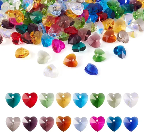 Miniatura 15 de Cheriswelry 96 dijes de cristal de mariposa transparente facetados, colgantes de corazón de amor, adornos colgantes de 51.732 in para hacer aretes
