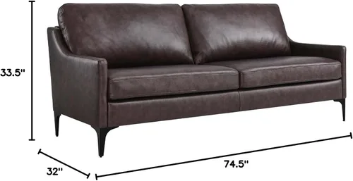 Miniatura 3 de Modway Sofá Corland de cuero y metal de estilo moderno en acabado marrón