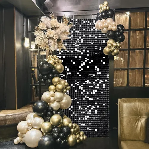 Miniatura 3 de Fondo negro brillante para pared, 3 x 4 pies, fondo de fotos de graduación con purpurina para fiestas, aniversarios, discotecas, cumpleaños