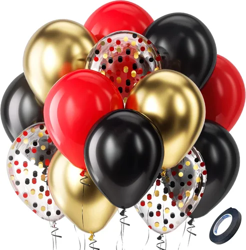 Miniatura 11 de Bezente Globos de látex de confeti negro y plateado, 60 globos de 12 pulgadas, cromados metálicos y confeti de 12 pulgadas, para Año Nuevo