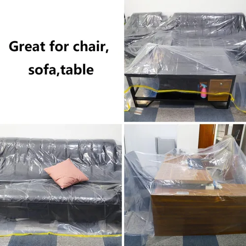 Miniatura 8 de Paquete de 2 fundas de plástico para sofá de 146 pulgadas/12 pies, fundas de muebles, fundas de sofá seccional, funda de plástico extragrande