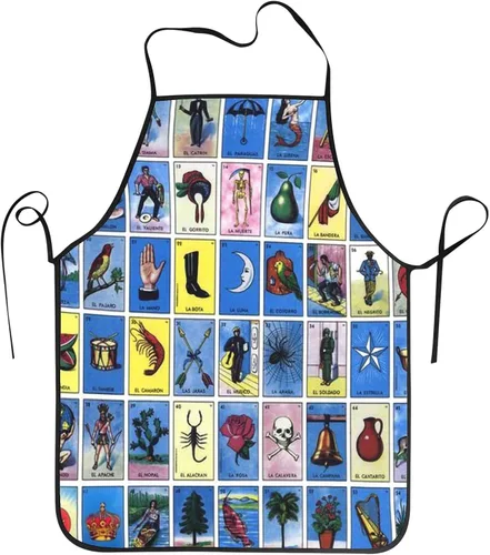 Coloridas tarjetas de bingo mexicanas delantales impermeables delantales de chef delantales babero delantales para mujeres hombres cocina cocina