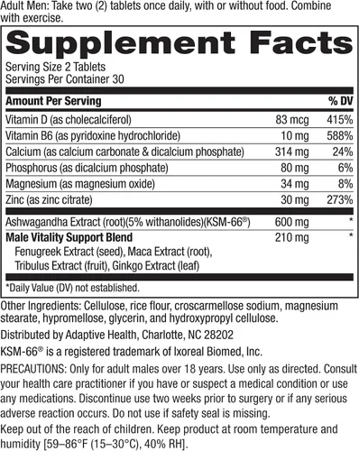 Miniatura 8 de Ageless Male Free Testosterone Booster Supplement for Men, 60 Tablets