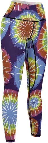 Miniatura 8 de Rainbow Dots Tie Dye High Waist Yoga Pants Tummy Control Stretch Leggings for Women