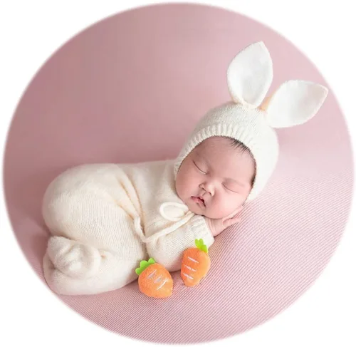Miniatura 10 de Zeroest Conjunto de punto de ganchillo para sesión de fotos para niño recién nacido, gorro de oso con pies, mameluco con pies, para fotografía