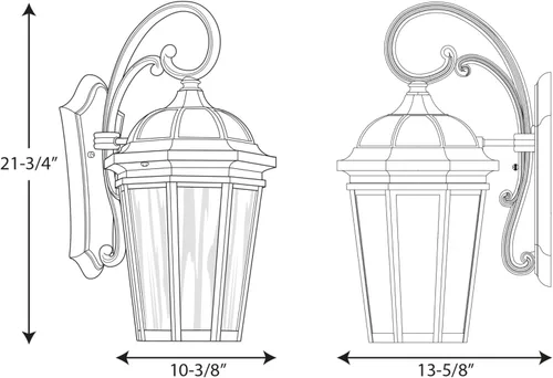Miniatura 7 de Progress Lighting Verdae Collection - Farol de pared grande tradicional de cristal transparente con 3 luces, para exteriores, bronce antiguo