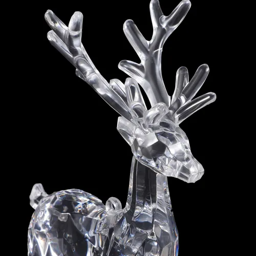 Miniatura 6 de SEWACC Adornos de reno de cristal, 2 piezas, estatuas de ciervos transparentes, figuras de reno acrílico, decoración de mesa de Navidad